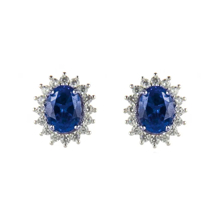 Orecchini con ovale di zirconi Pearl - Blu