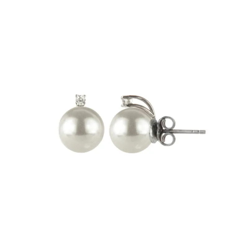 Orecchini con perla e zircone Pearl - Bianco