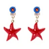 Orecchini con stella di mare pendente Partenope - Rosso