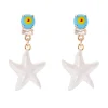 Orecchini con stella di mare pendente Partenope - Bianco