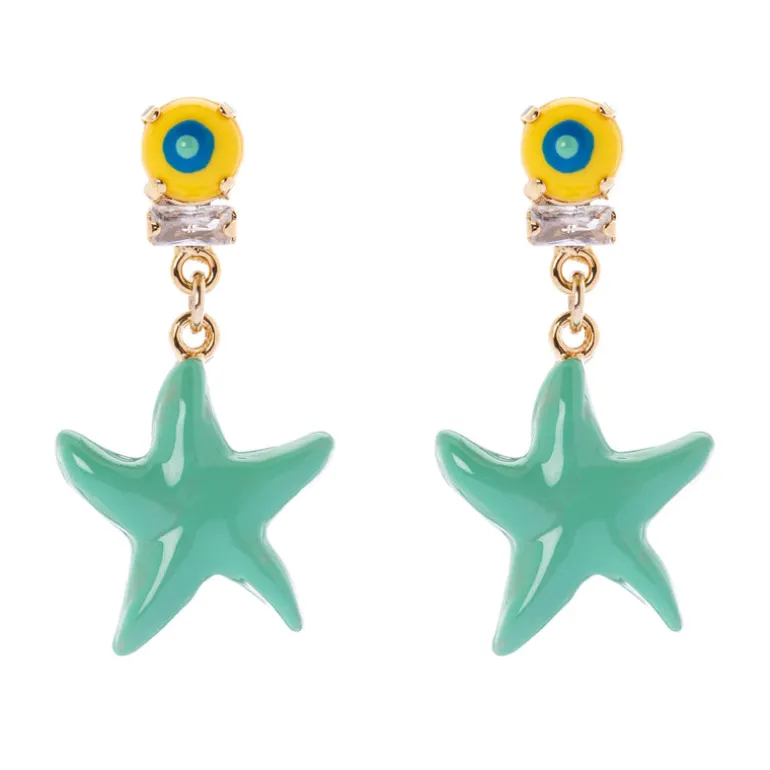 Orecchini con stella di mare pendente Partenope - Turchese