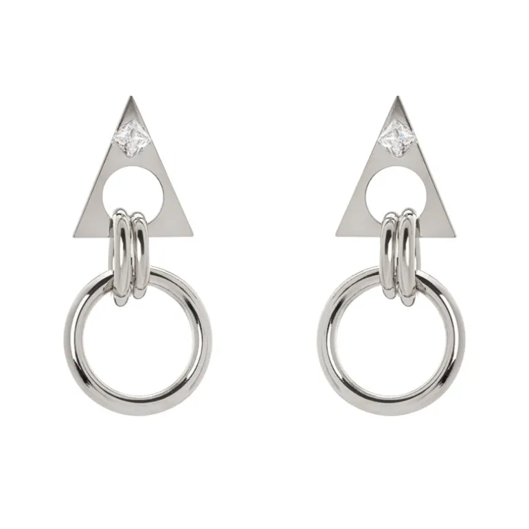 Orecchini con triangolo, anello e zircone Domus - Argento