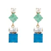 Orecchini con zircone e quadrato pendente Sirens - Blu