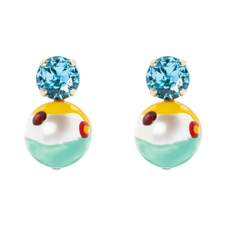 Orecchini cristallo e sfera Partenope - Multicolor