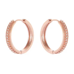 Orecchini grande cerchio e cristalli Malibù - Oro rosa