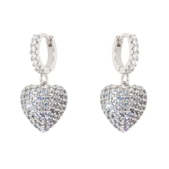 Orecchini mini cerchio e cuore Petit Pavè - Blu