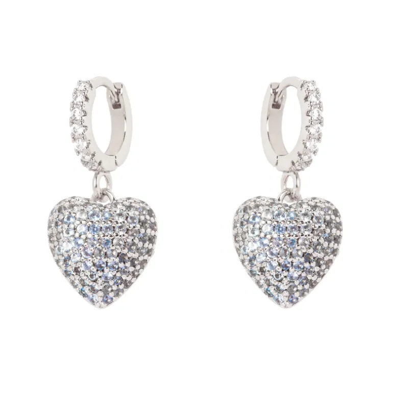 Orecchini mini cerchio e cuore Petit Pavè - Blu