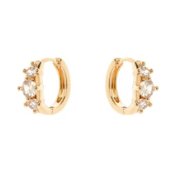 Orecchini mini cerchio e tre zirconi Ginevra - Oro