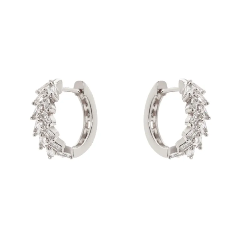 Orecchini mini cerchio e zirconi geometrici Ginevra - Argento