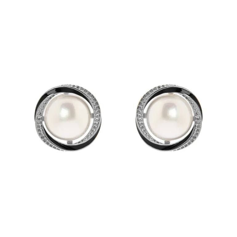 Orecchini perla e vortice Ginevra - Argento