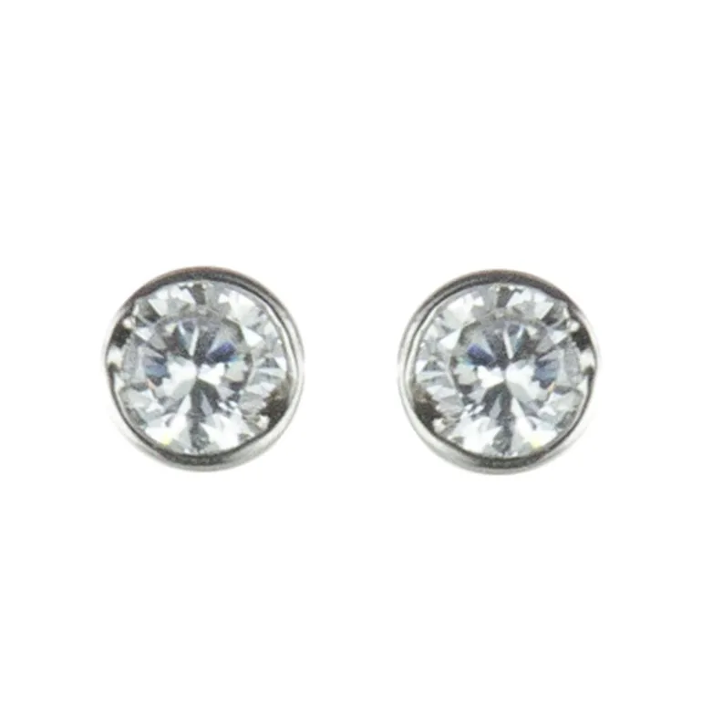 Orecchini tondi con zircone Pearl - Bianco