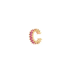 Orecchino Ear cuff cerchietto e fila di zirconi Rania - Rosso