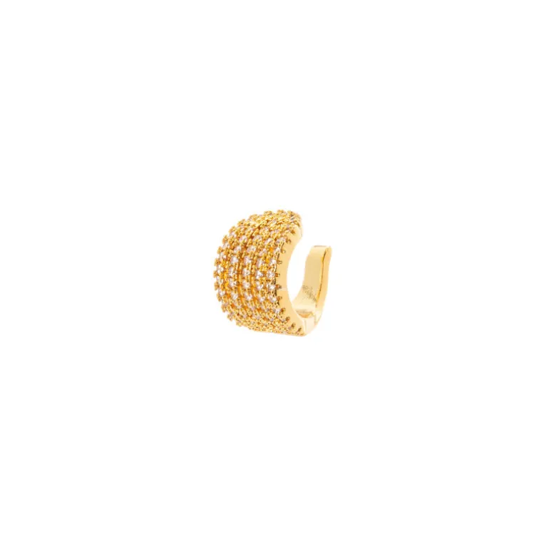 Orecchino Ear cuff cerchietto e fascia pavè Rania - Oro