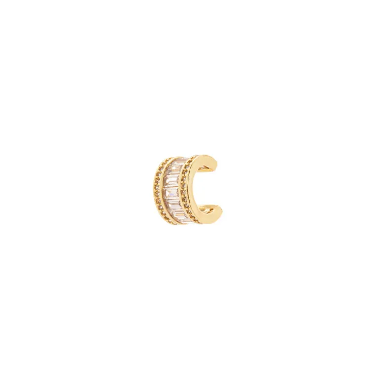 Orecchino Ear cuff cerchietto e zirconi geometrici Rania - Oro