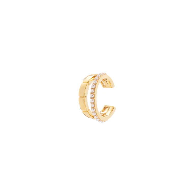 Orecchino Ear cuff mini cerchio a due strisce Rania - Oro