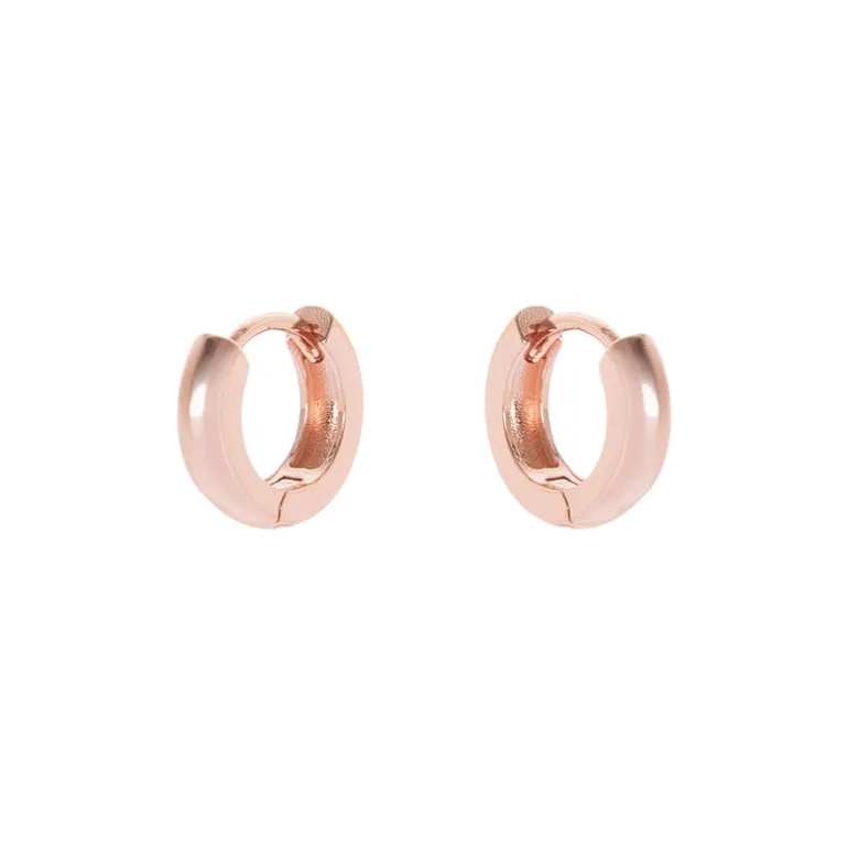 Piccoli orecchini a cerchio semi tondo Malibù - Oro rosa