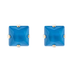 Piccoli orecchini con cristallo quadrato Sirens - Blu