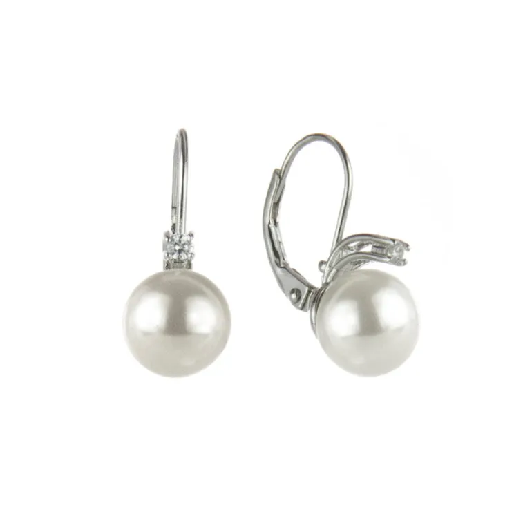Piccoli orecchini con perla e zircone Pearl - Bianco