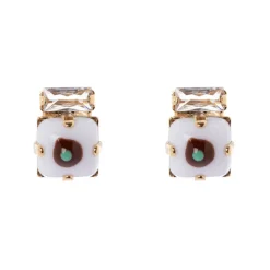 Piccoli orecchini zircone e cabochon Partenope - Bianco